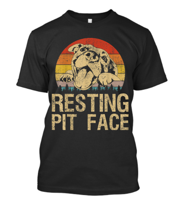 Resting Pit Face Vintage Pitbull Funny T-Shirt