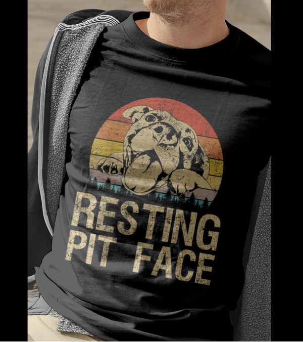 Resting Pit Face Vintage Pitbull Funny T-Shirt