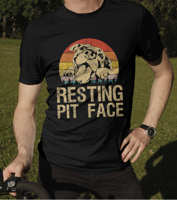 Resting Pit Face Vintage Pitbull Funny T-Shirt