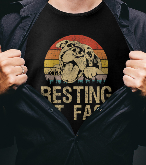 Resting Pit Face Vintage Pitbull Funny T-Shirt