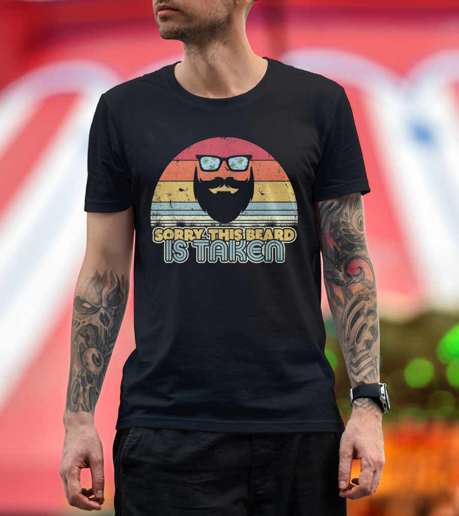 Sorry This Beard Is Taken Retro Sunset T-Shirt