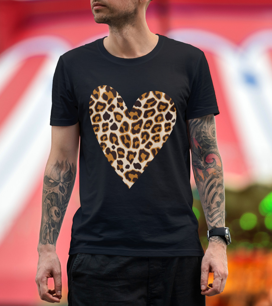 Leopard Heart Valentines Top T-Shirt