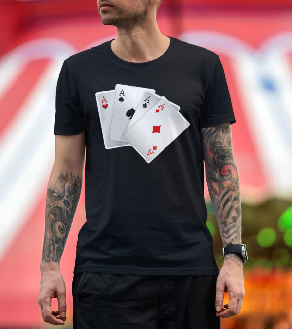 Premium T-Shirt: Ace of Hearts Spades Diamonds Clubs Playing Card Suits T-Shirt Ace of Hearts Spades Diamonds Clubs Playing Card Suits T-Shirt