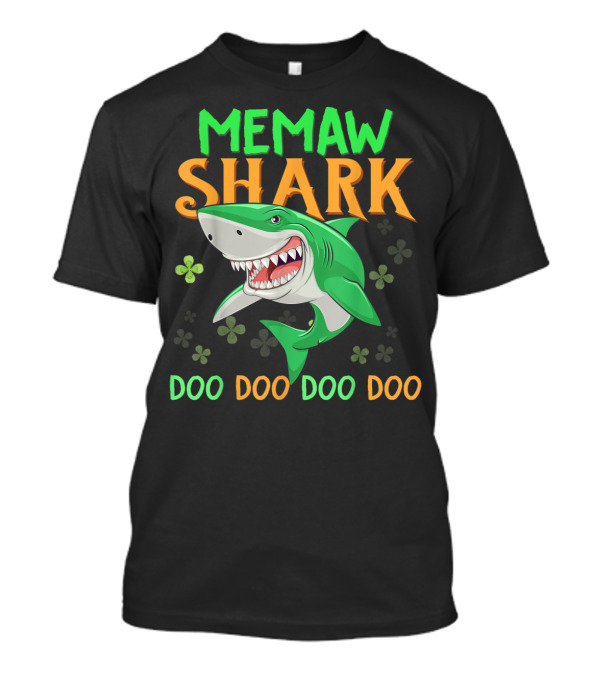 Memaw Shark Doo Doo Doo St Patricks Day Irish Shamrock T-Shirt