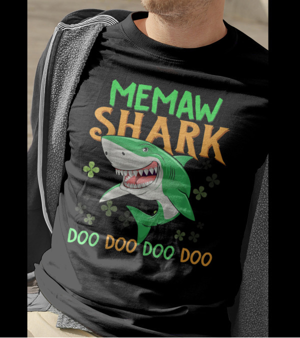 Memaw Shark Doo Doo Doo St Patricks Day Irish Shamrock T-Shirt