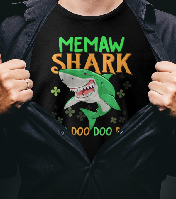Memaw Shark Doo Doo Doo St Patricks Day Irish Shamrock T-Shirt