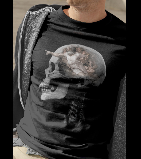 Creation Of Adam Michelangelo Sistine Skull Esoteric Empire T-Shirt