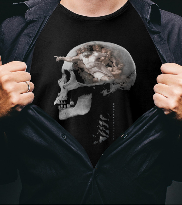 Creation Of Adam Michelangelo Sistine Skull Esoteric Empire T-Shirt