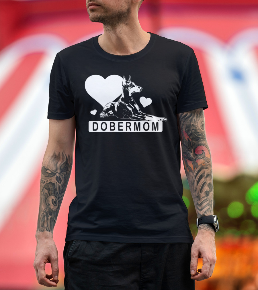 Dobermom Heart Love Doberman Pinscher T-Shirt