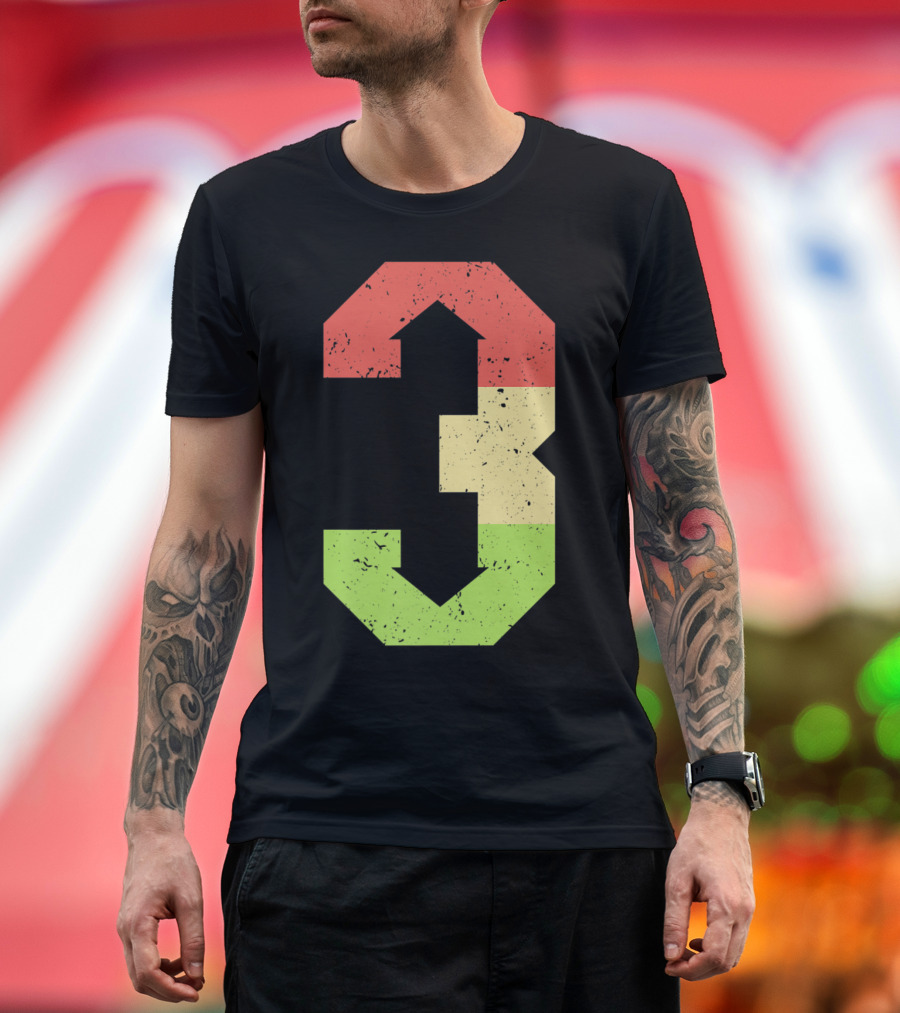3 Up 3 Down Vintage Distressed Baseball Red Yellow Green T-Shirt