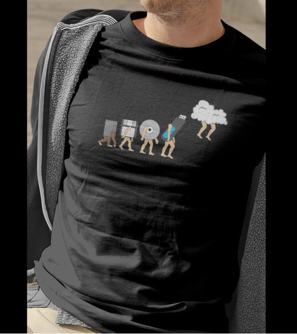 Evolution Of Funny Computer Engineering Geek Software Disks To Cloud T-Shirt