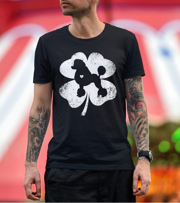 Premium T-Shirt: Funny Poodle Shamrock St. Patrick's Day Dog Heart T-Shirt Funny Poodle Shamrock St. Patrick's Day Dog Heart T-Shirt