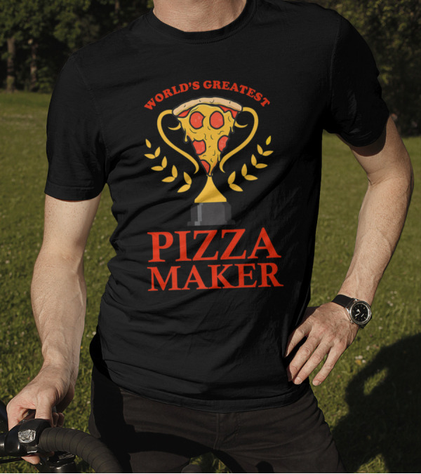 World's Greatest Pizza Maker Trophy Emblem T-Shirt