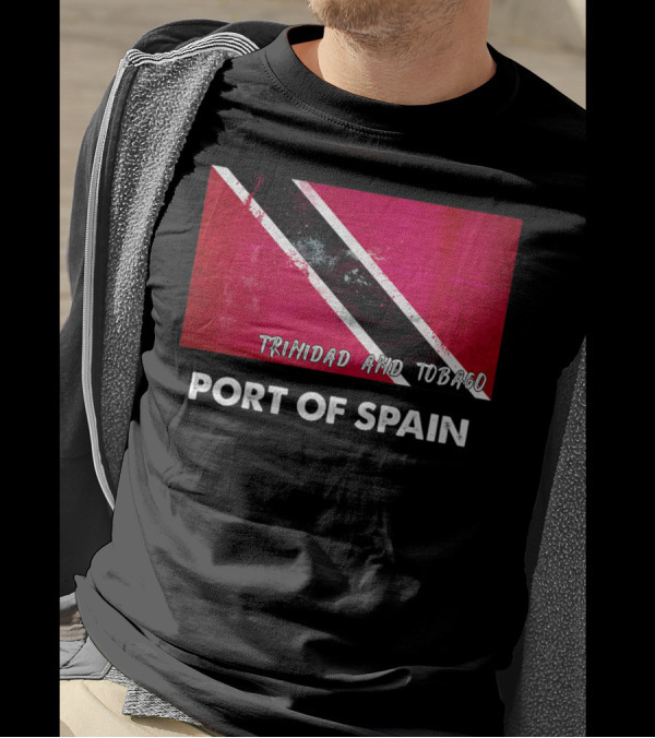 Trinidad And Tobago Flag And Port Of Spain Text T-Shirt