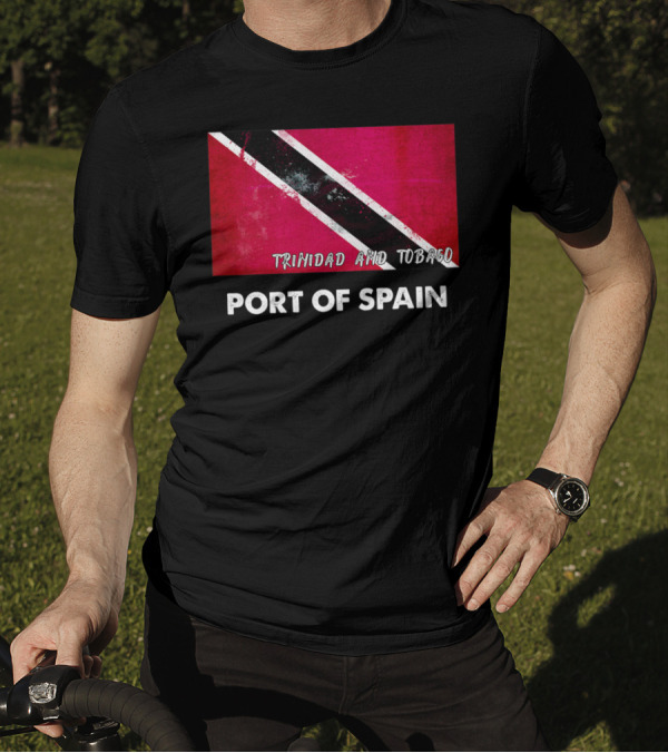 Trinidad And Tobago Flag And Port Of Spain Text T-Shirt