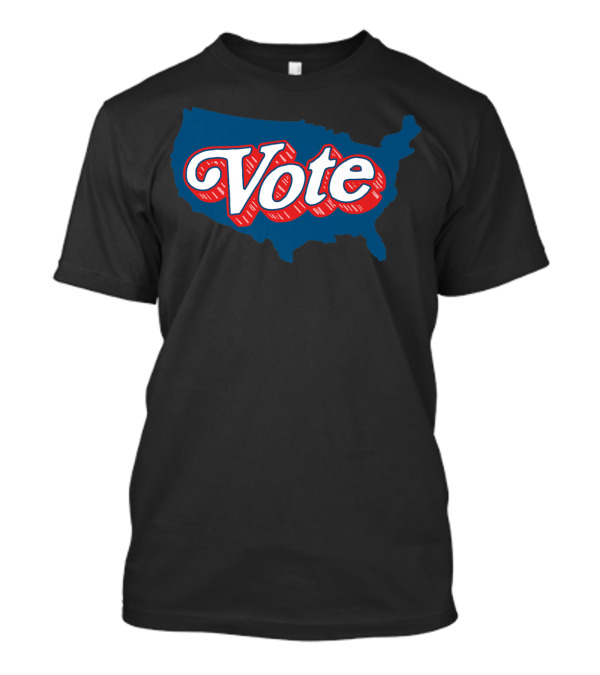 Vote USA Map Bold Red Blue Graphics T-Shirt