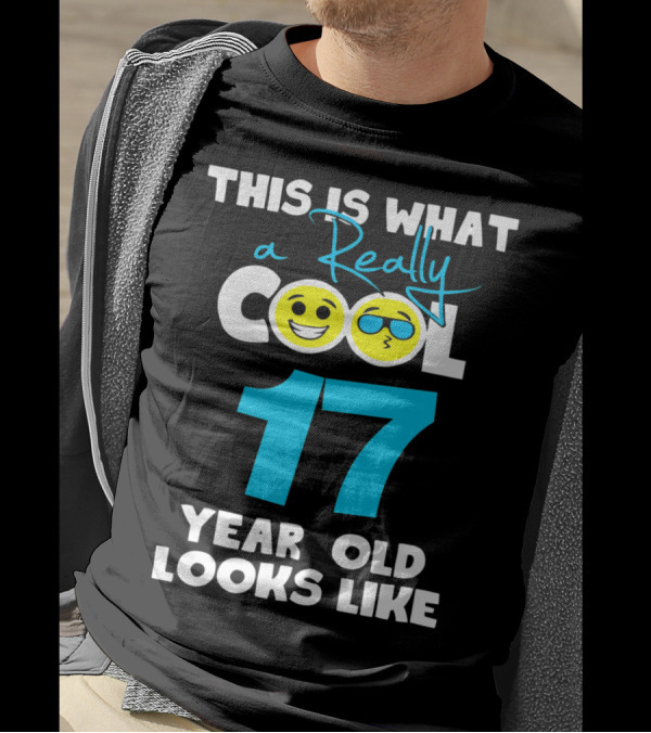 THIS IS WHAT A REALLY COOL 17 YEAR OLD LOOKS LIKE EMOJI SMILEY FACE SUNGLASSES T-Shirt
