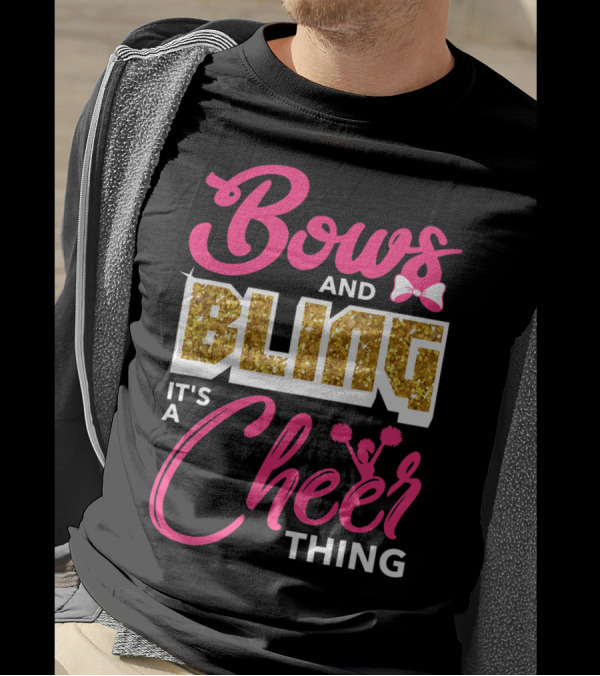 Bows And Bling It's A Cheer Thing Cheerleading Pom Pom Bow Glitter T-Shirt