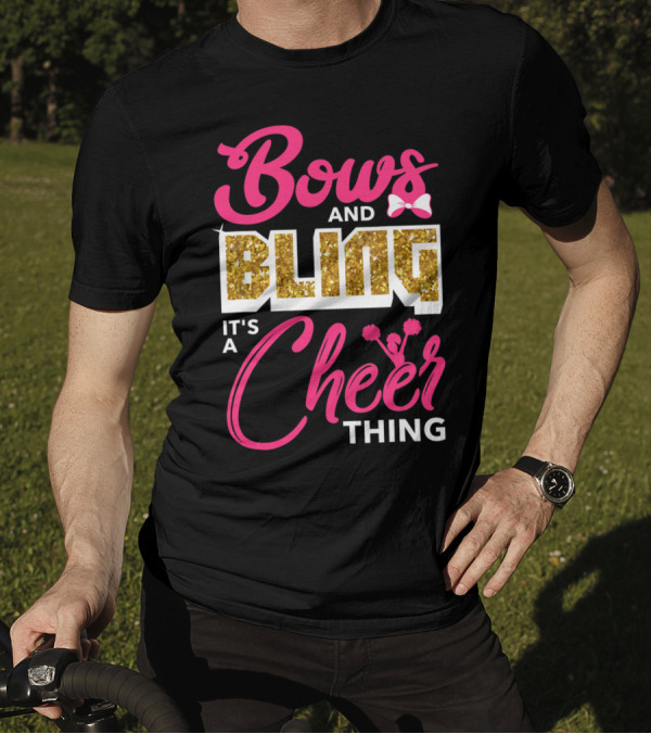 Bows And Bling It's A Cheer Thing Cheerleading Pom Pom Bow Glitter T-Shirt