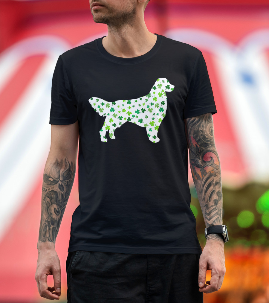 Golden Retriever Shamrock Pattern St Patrick's Day T-Shirt