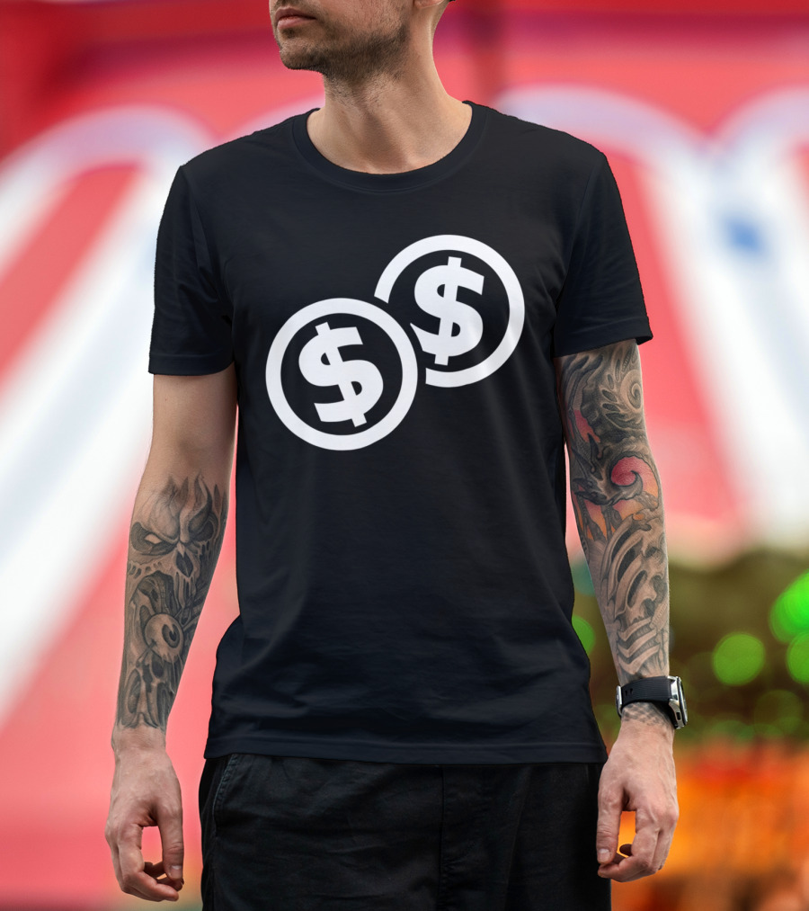 Dollar Signs in Circle Coin Icon Duo T-Shirt