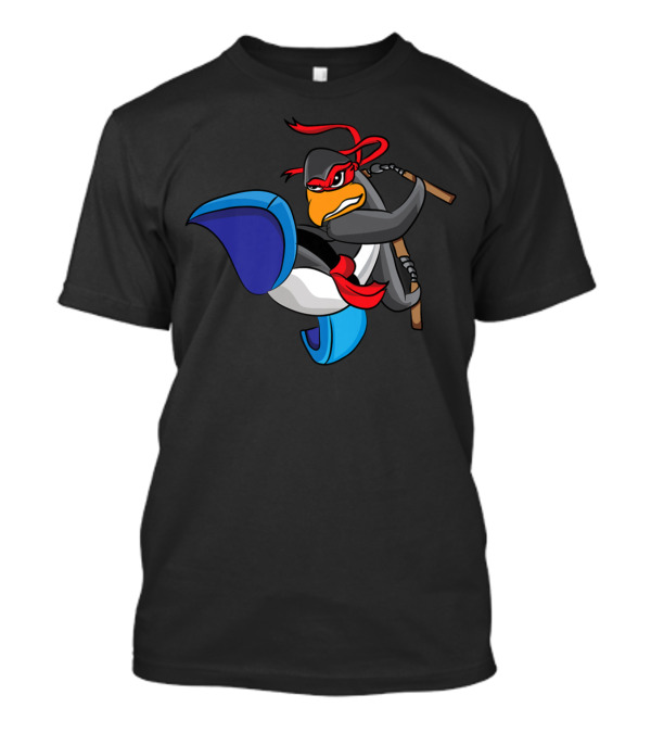 Kung Fu Karate Fighting Penguin With Nunchuck Warrior Bird T-Shirt