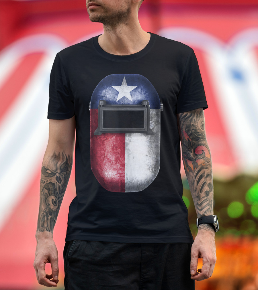 Texas Flag Welders Helmet Cool Welding Pride T-Shirt