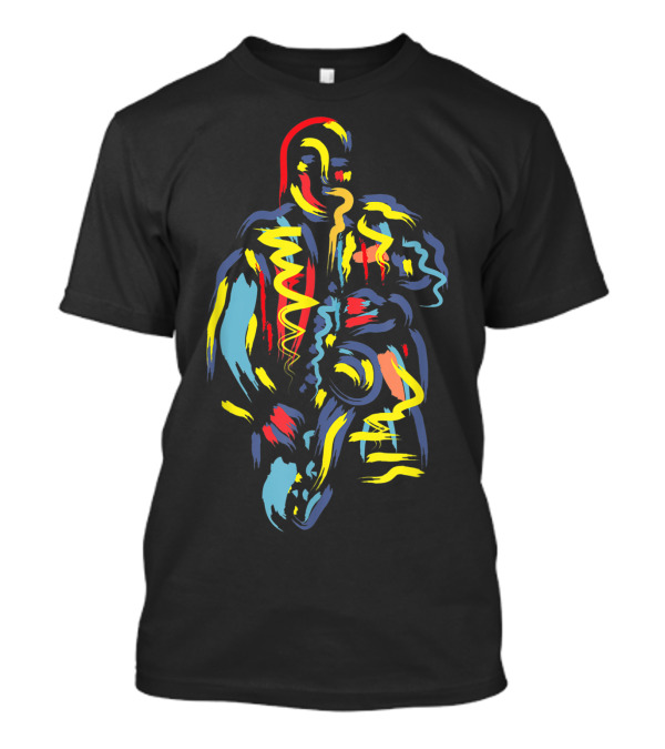 Colorful Jazz Saxophone Player Abstract Vibrant Music T-Shirt