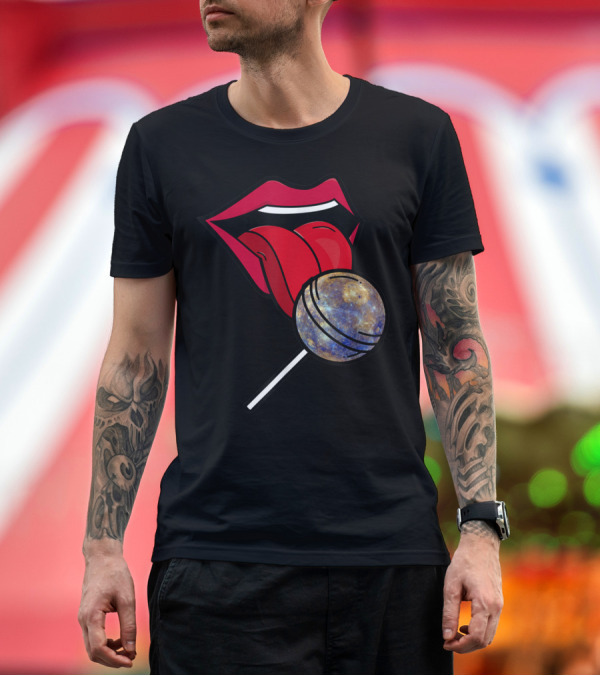 Premium T-Shirt: Planet Mercury Lollipop Tongue and Lips T-Shirt Planet Mercury Lollipop Tongue and Lips T-Shirt