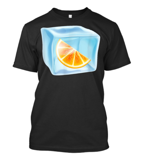 Cute Ice Cube With Orange Slice In Transparent Block T-Shirt