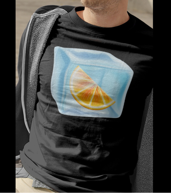 Cute Ice Cube With Orange Slice In Transparent Block T-Shirt