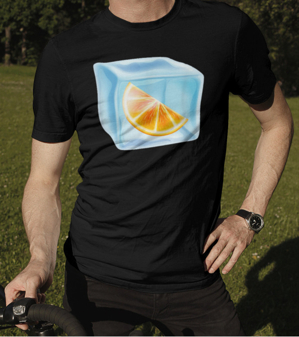 Cute Ice Cube With Orange Slice In Transparent Block T-Shirt