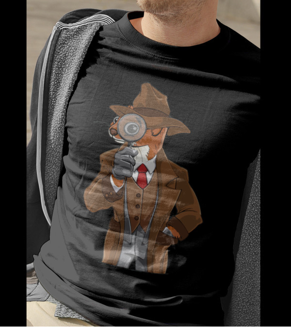 Funny Sherlock Holmes Weasel Detective Magnifying Glass British T-Shirt