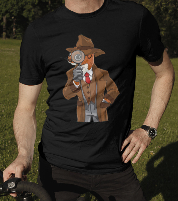 Funny Sherlock Holmes Weasel Detective Magnifying Glass British T-Shirt