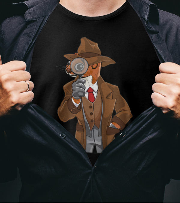 Funny Sherlock Holmes Weasel Detective Magnifying Glass British T-Shirt