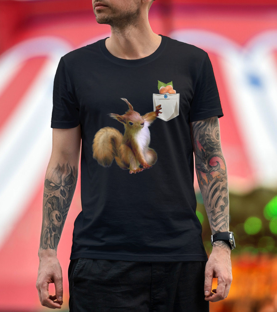 Squirrel Reaching For Nuts In Your Pocket With Hazel Leaves T-Shirt