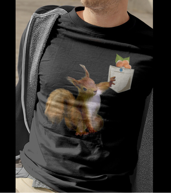 Squirrel Reaching For Nuts In Your Pocket With Hazel Leaves T-Shirt