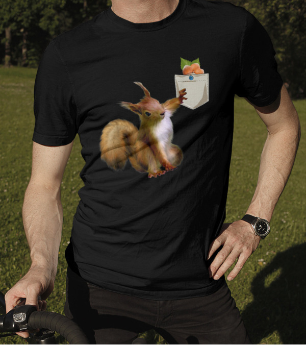 Squirrel Reaching For Nuts In Your Pocket With Hazel Leaves T-Shirt