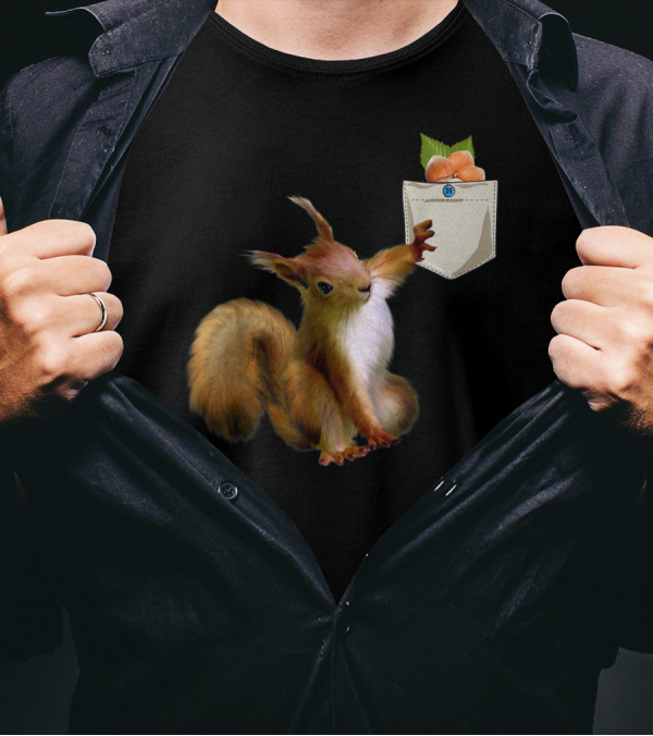 Squirrel Reaching For Nuts In Your Pocket With Hazel Leaves T-Shirt