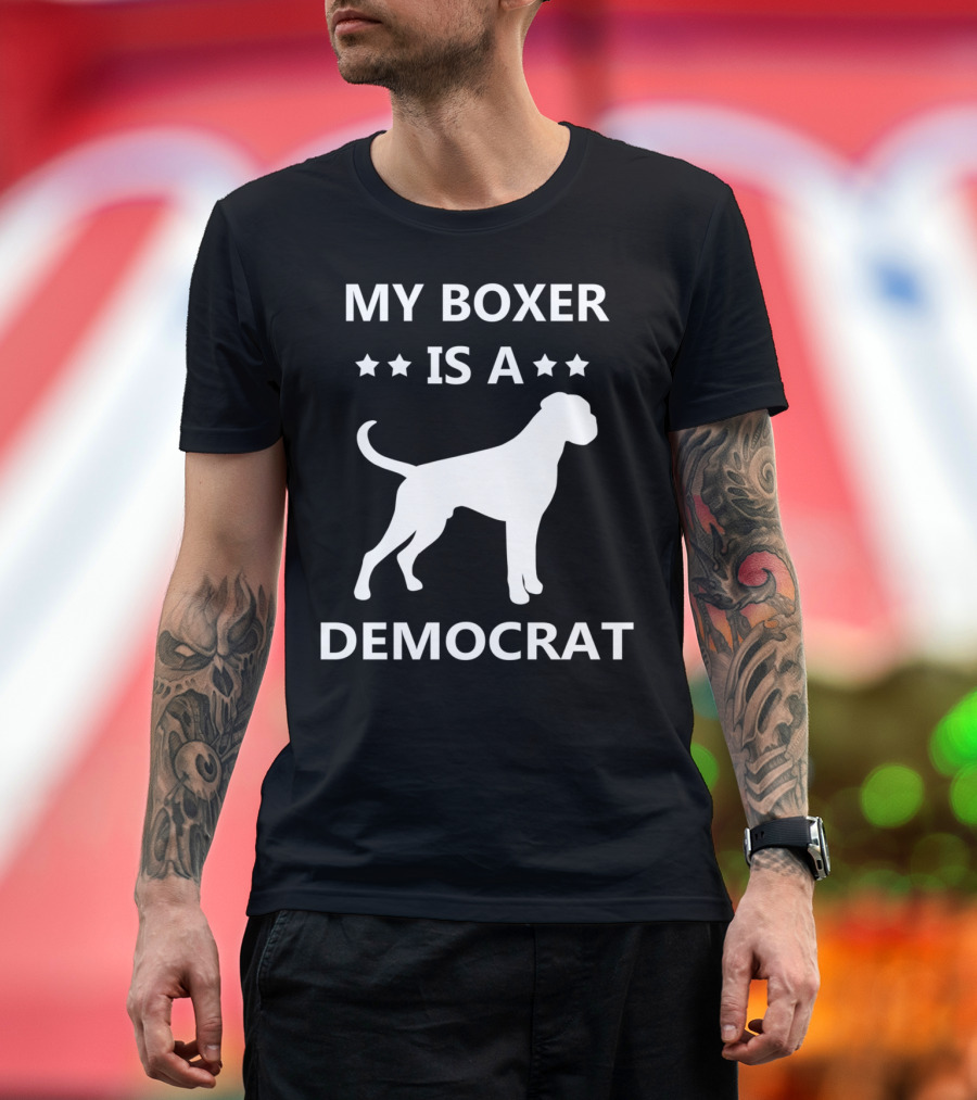 My Boxer Is A Democrat Dog Star T-Shirt
