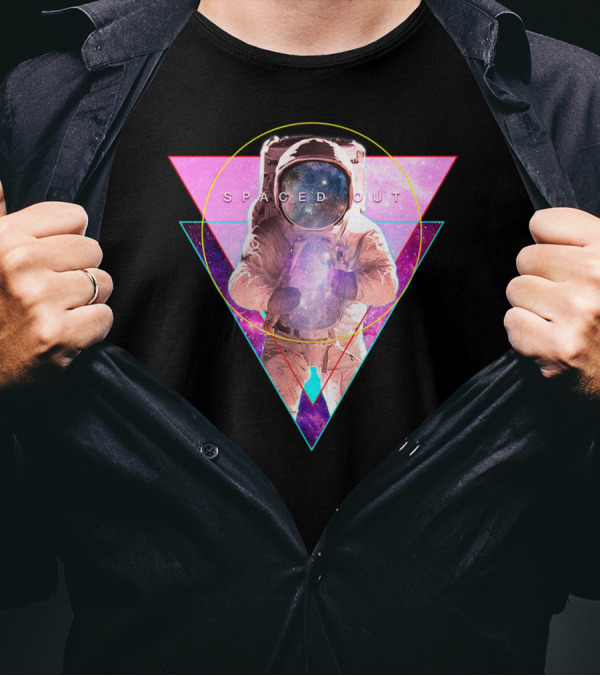 Spaced Out Astronaut Vaporwave Outer Space Galaxy Triangle T-Shirt