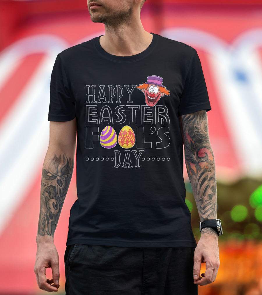 Happy Easter Fool's Day Clown with Colorful Eggs T-Shirt