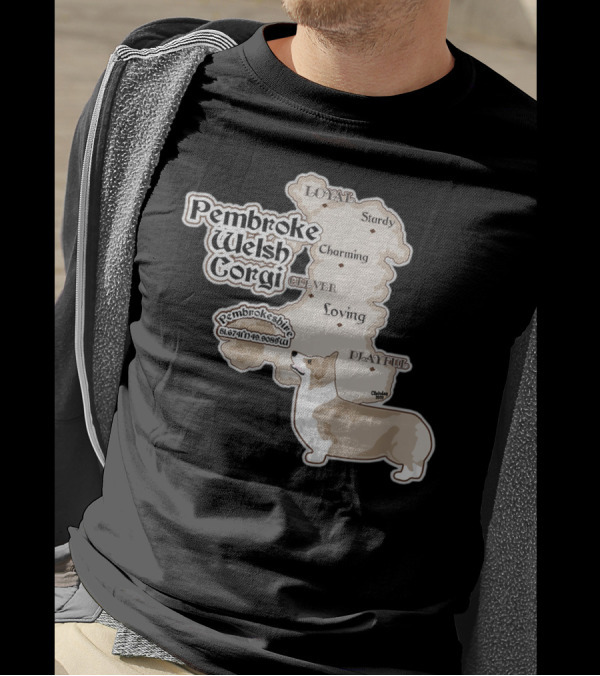 Pembroke Welsh Corgi Pembrokeshire Loyal Sturdy Charming Clever Loving Dog Hub Map Of Wales T-Shirt