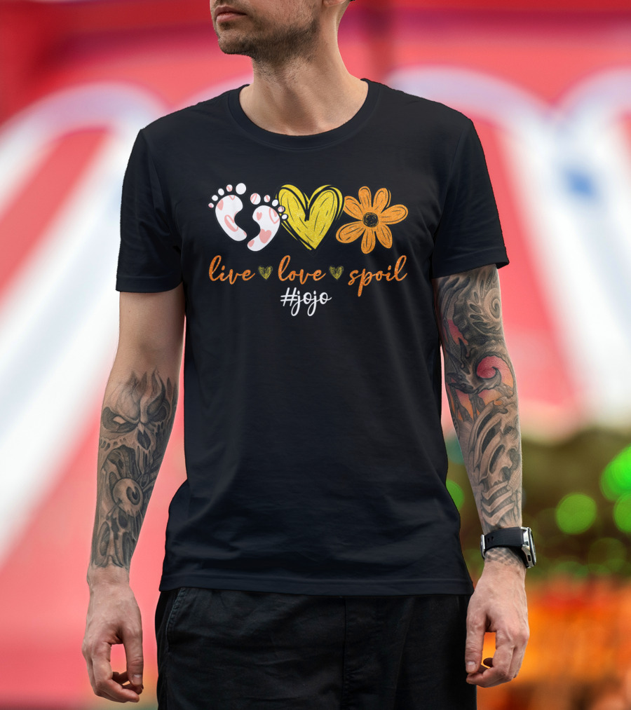 Live Love Spoil Jojo Footprints Heart Flower T-Shirt