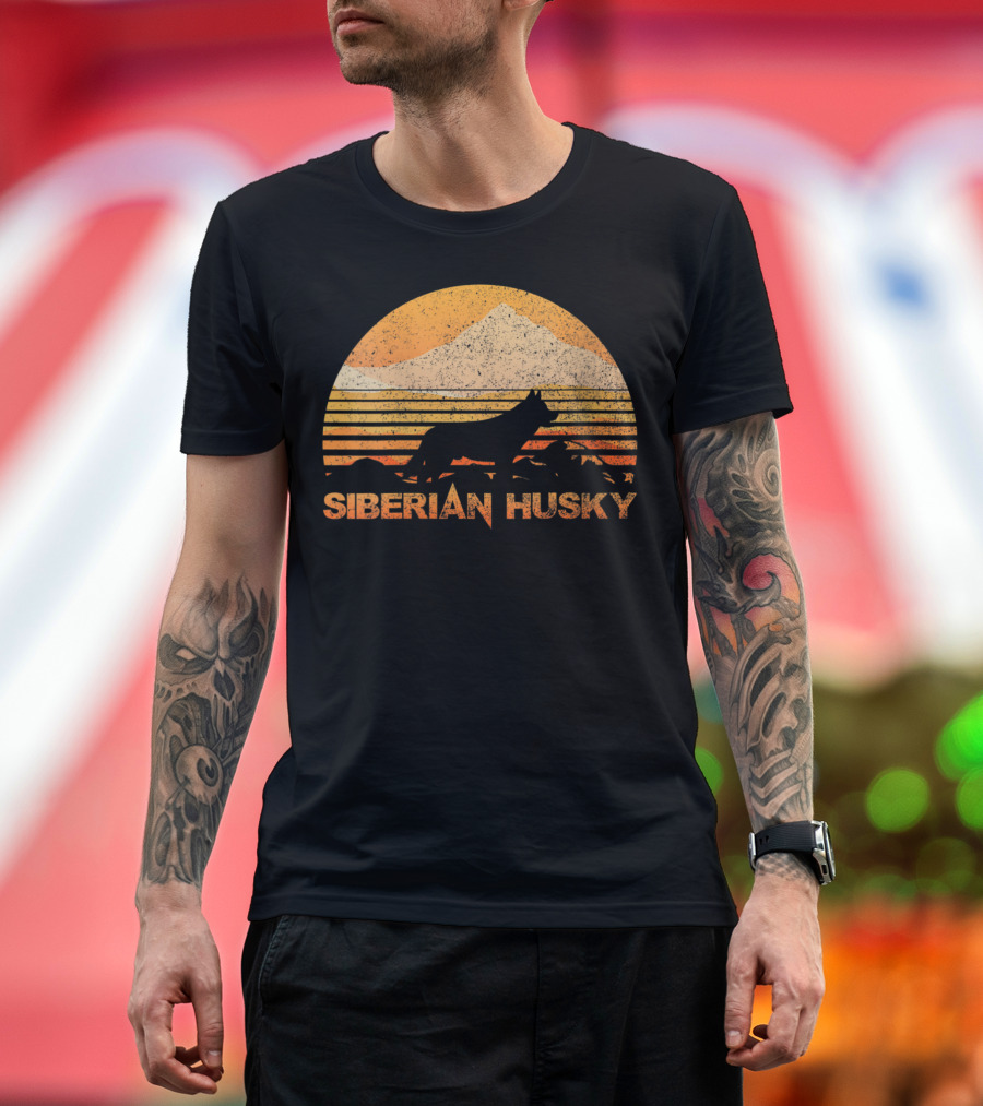 Siberian Husky Vintage Lover Mountain T-Shirt