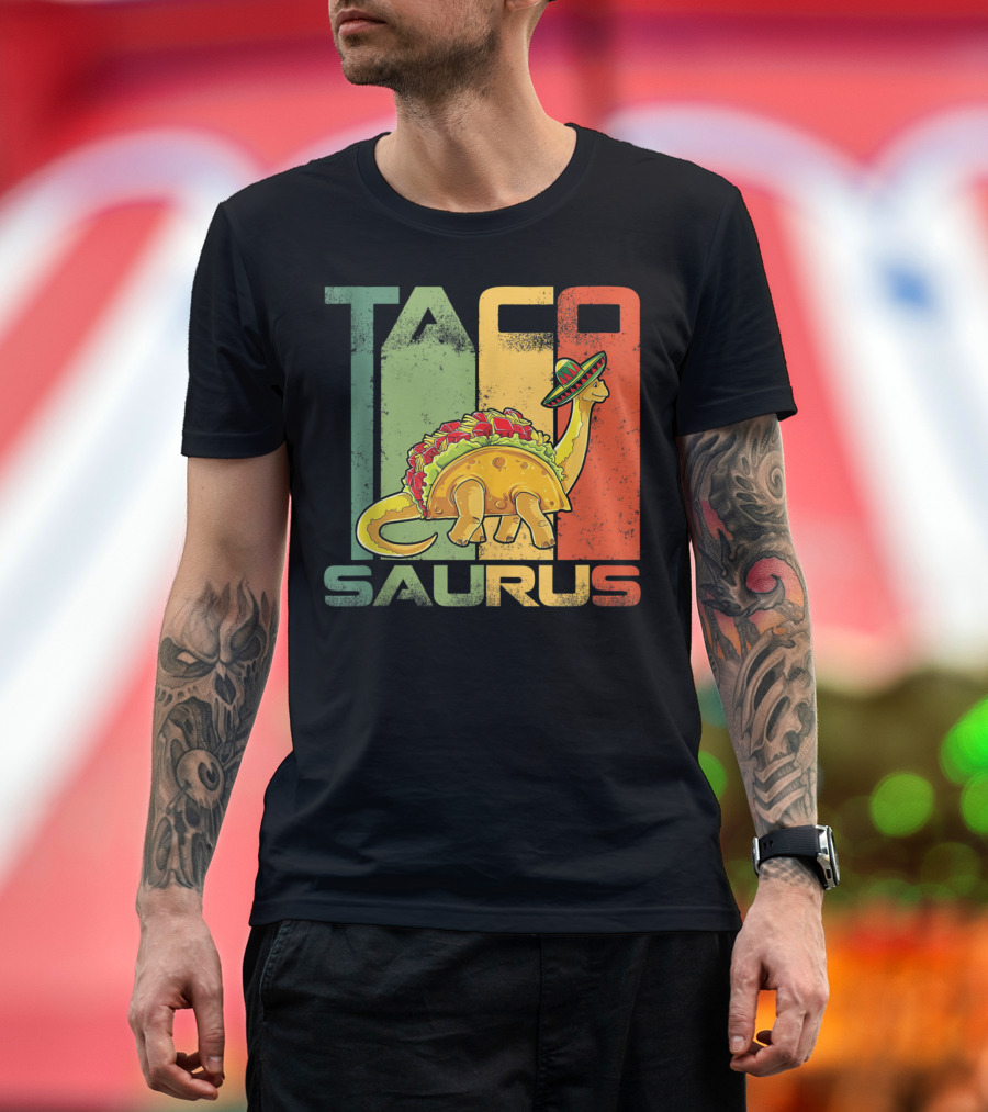 Tacosaurus Dinosaur with Sombrero Funny Cinco De Mayo T-Shirt