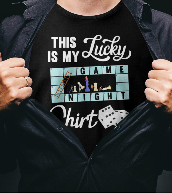 This Is My Lucky Game Night Shirt With Ladder And Dice Board Game Elements T-Shirt
