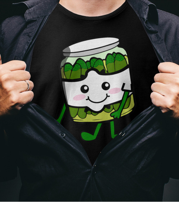 Cute Dancing Pickle In A Jar Flossing Move T-Shirt