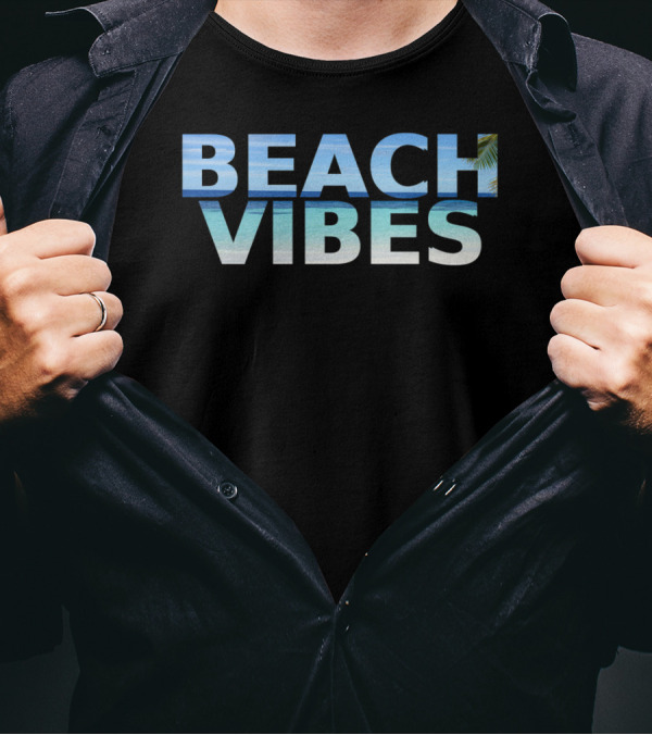 Beach Vibes Summer Sea Palm Tree Positive Vibes T-Shirt