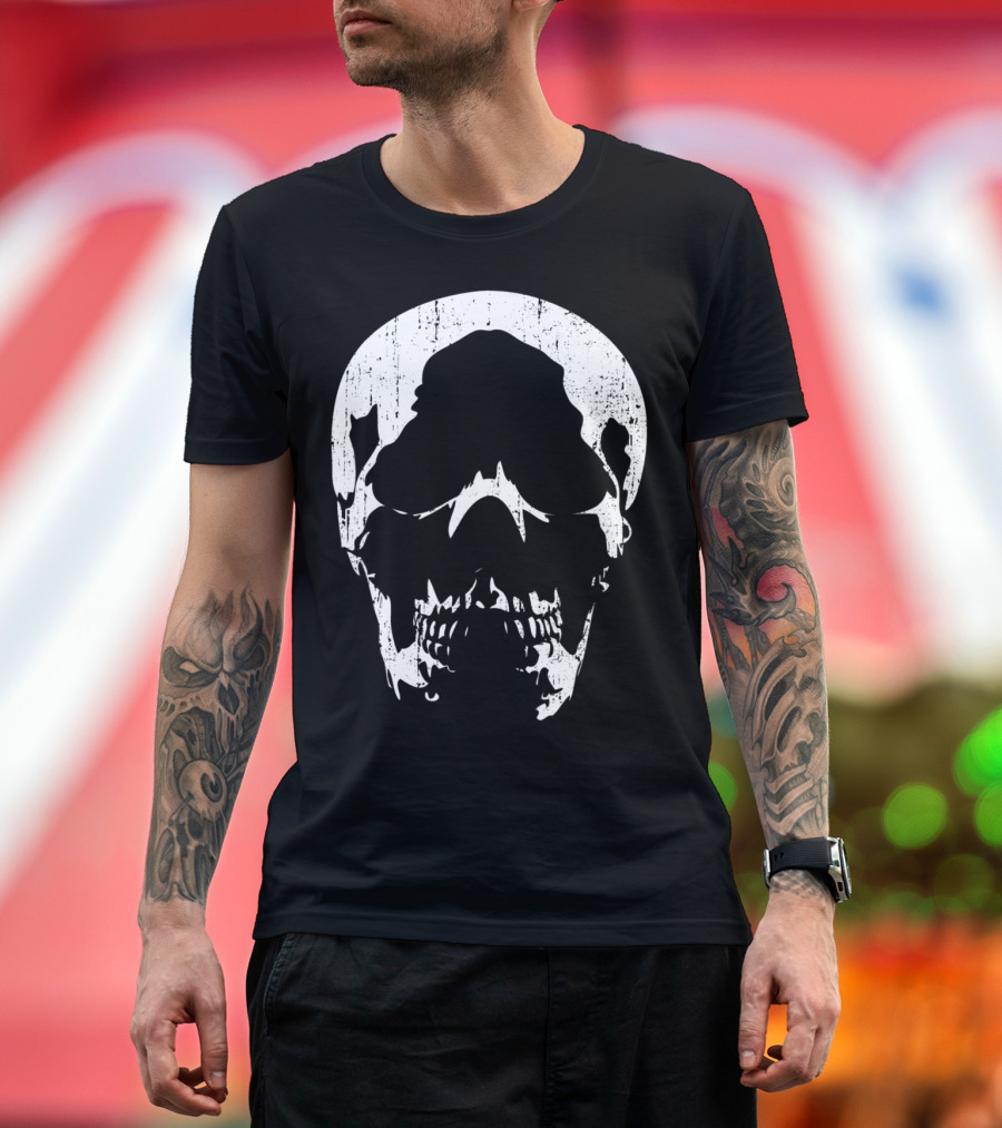 Skull Tattoo in Shadows Retro Vintage Grunge T-Shirt